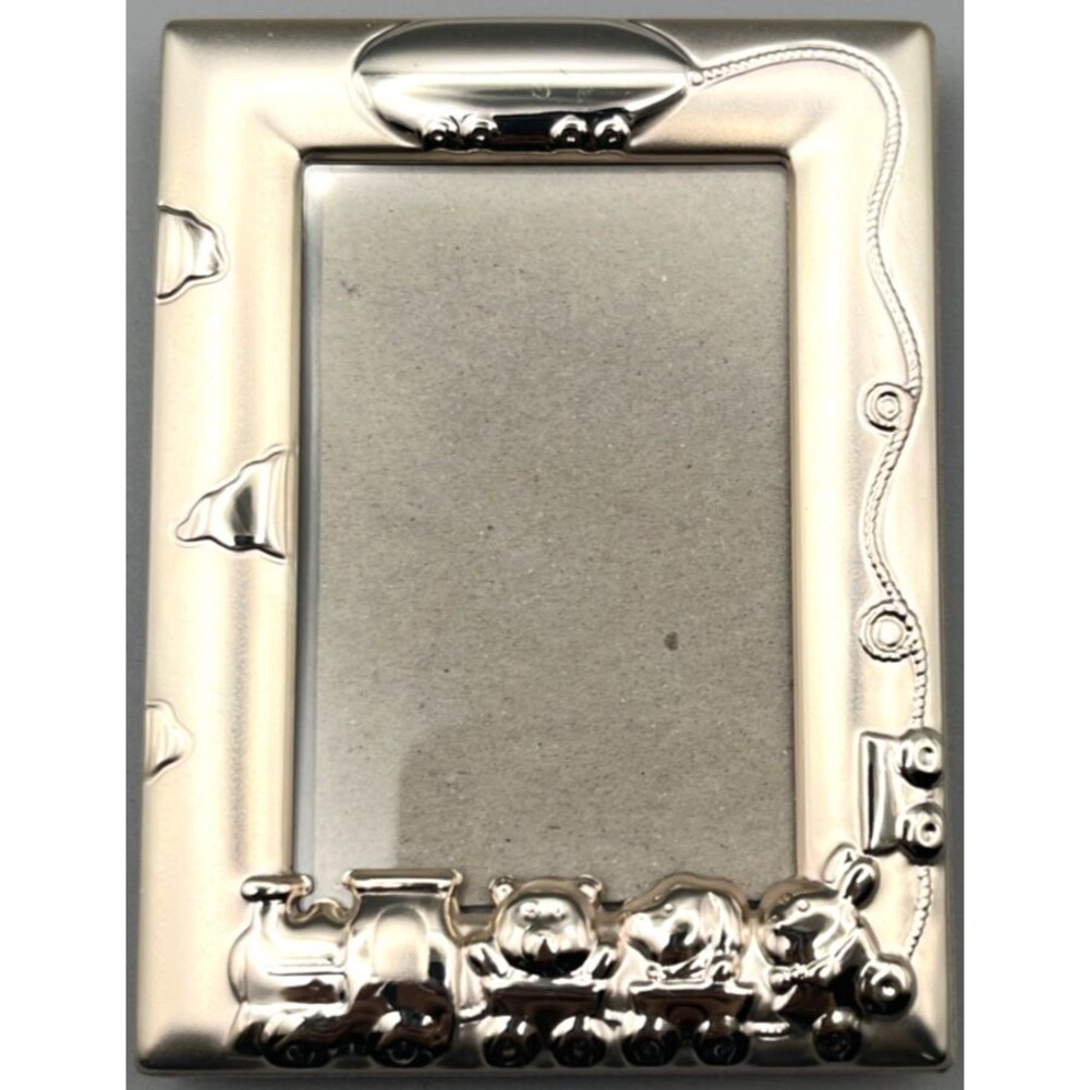 Mini Silver Tone 2x3 Picture Frame Baby Nursery Child Toys Train Balloon Shiny